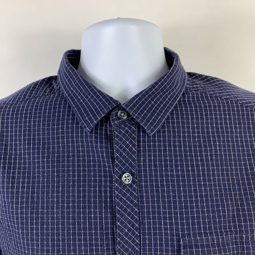 COPY - Kenneth Cole Button Down Shirt Mens Large Long Sleeve Blue Check Busines… - Picture 4 of 12